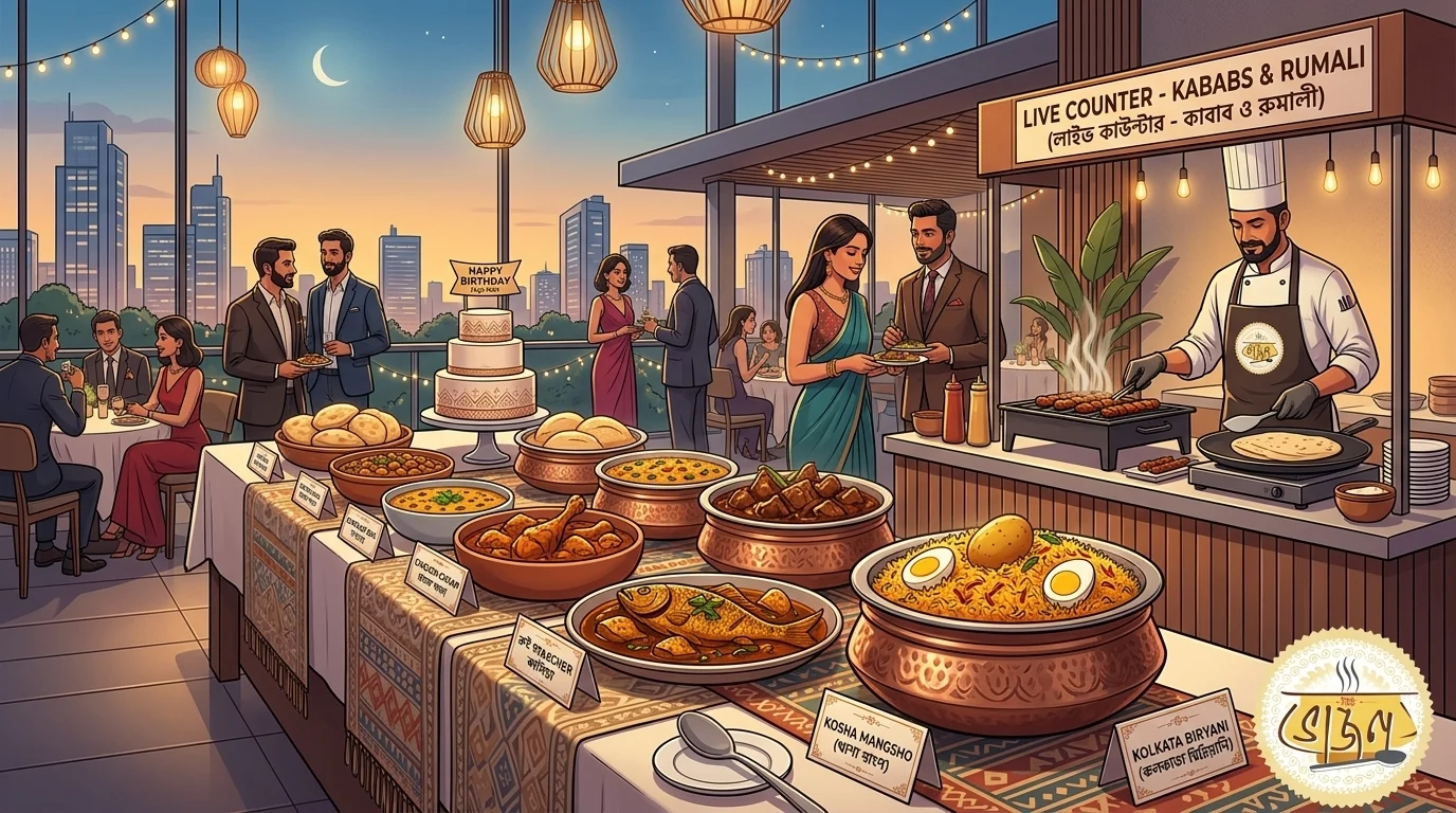 Adult birthday party Bengali catering by New Bhojon in Kolkata