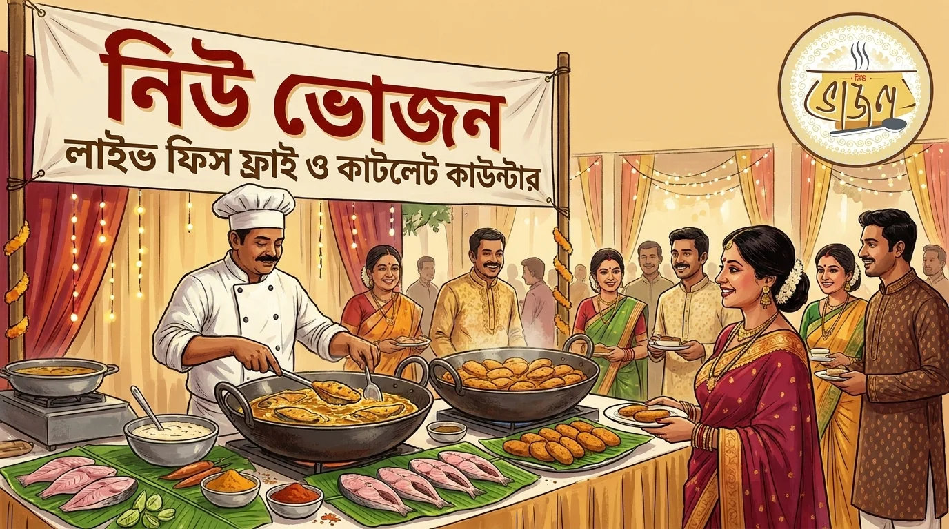 Bengali fish fry and cutlet live counter at a Salt Lake event by New Bhojon
