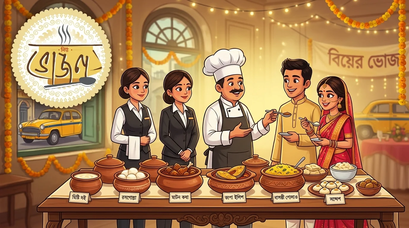 Checking catering team quality before a Bengali wedding in Kolkata