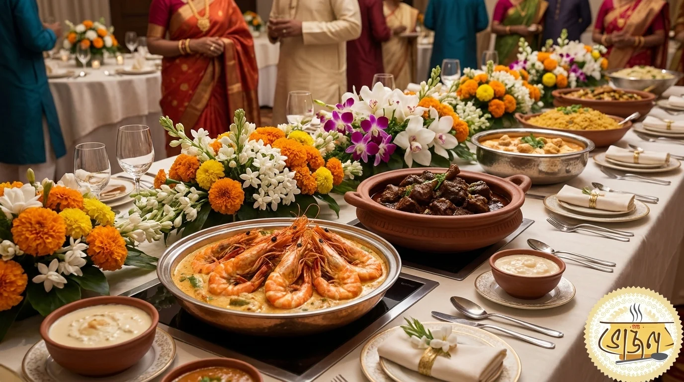 Bengali wedding menu catered by New Bhojon at a Newtown reception 2026