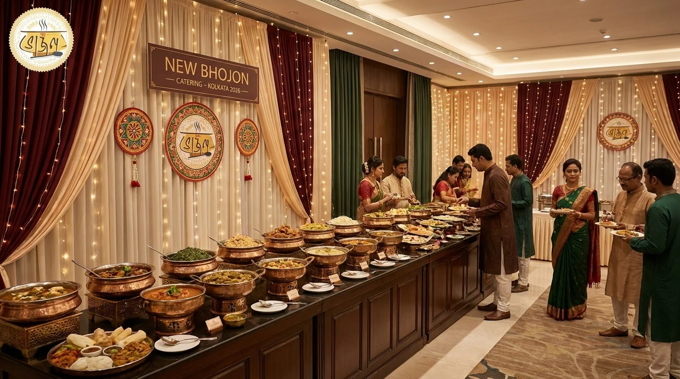 Wedding catering by New Bhojon at a Newtown Rajarhat banquet hall, Kolkata
