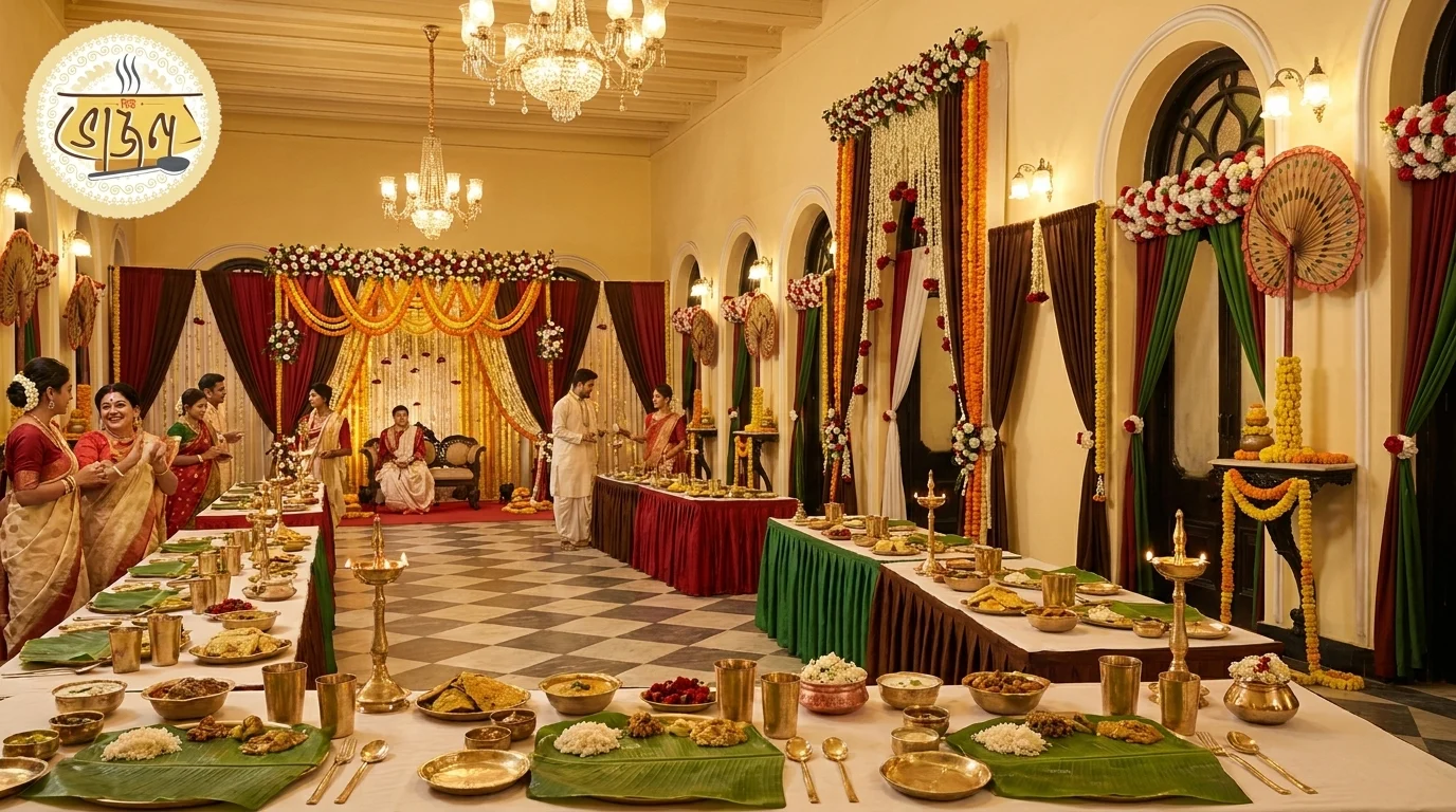 Bengali bonedi-bari wedding catering by New Bhojon in North Kolkata