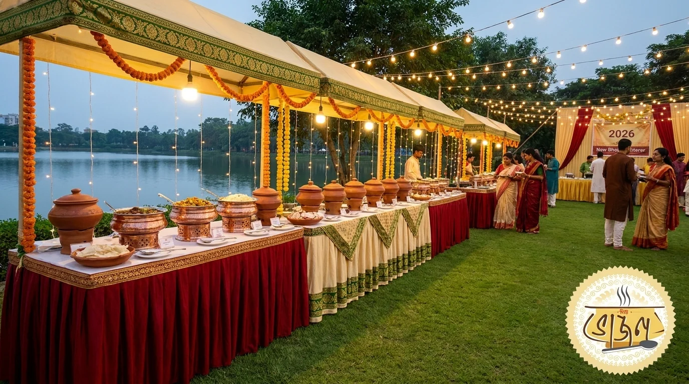 Outdoor catering setup near Eco Park Newtown by New Bhojon Caterer