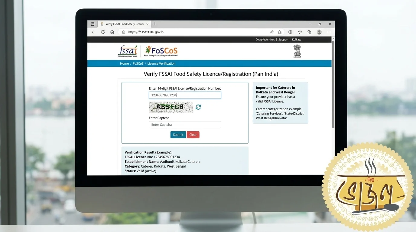 How to check a caterer's FSSAI licence in Kolkata — FoSCoS portal