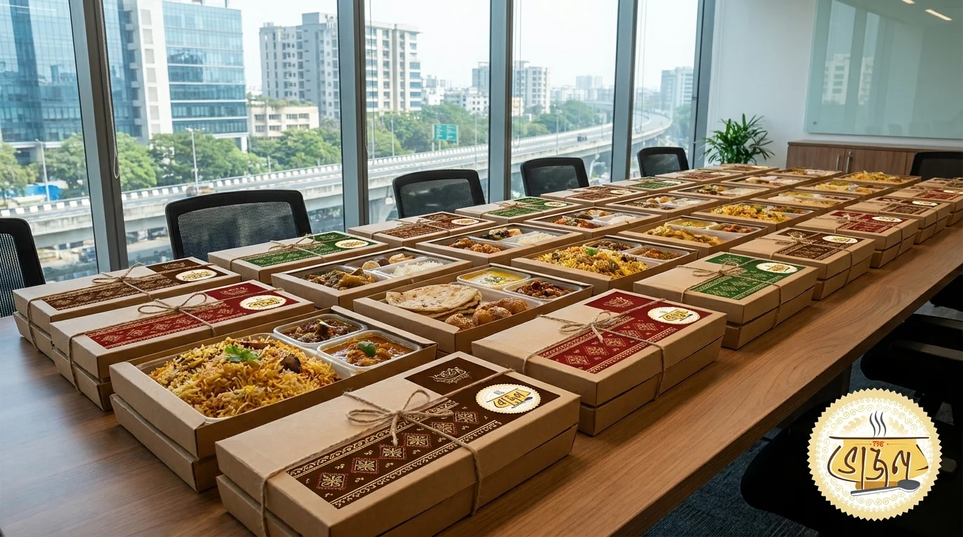 Corporate boxed-lunch catering for a Sector V IT office by New Bhojon
