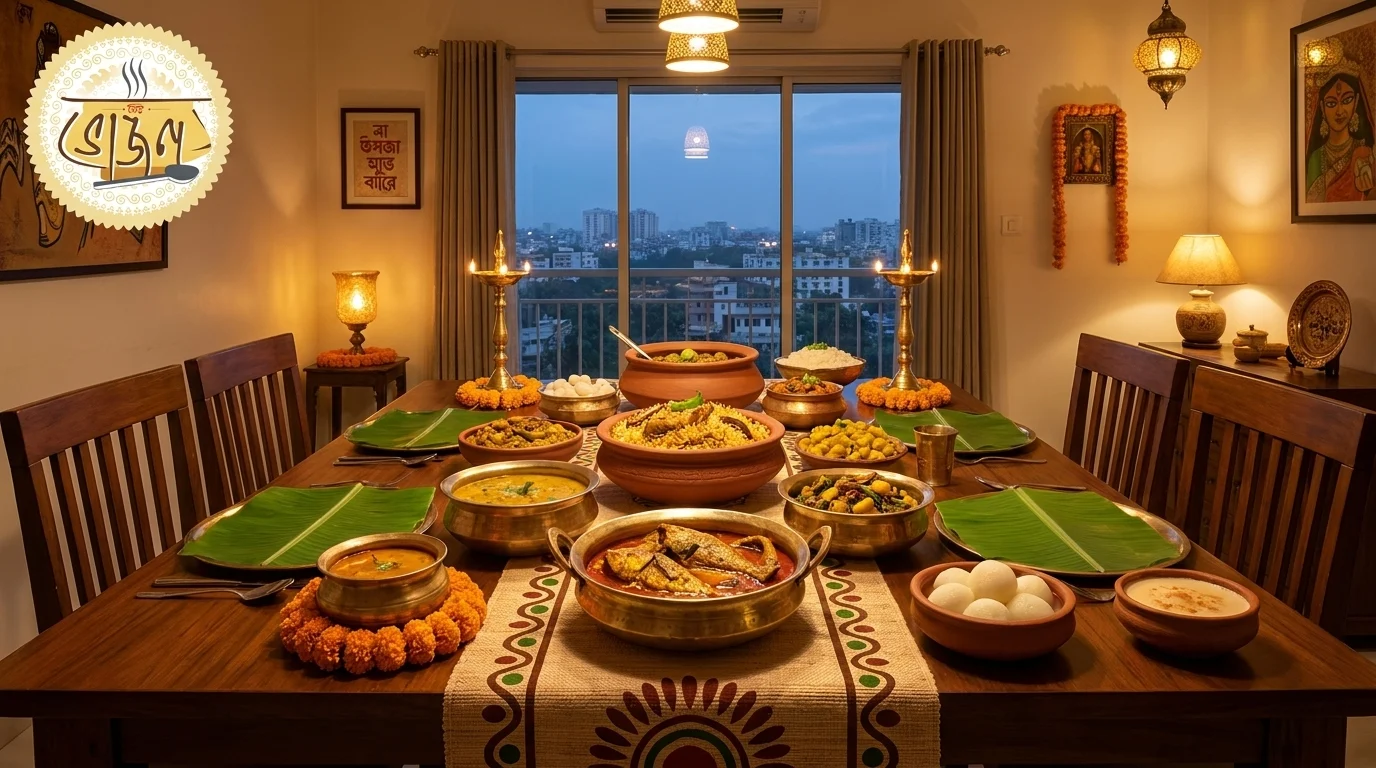 Home-party catering by New Bhojon in a South Kolkata apartment
