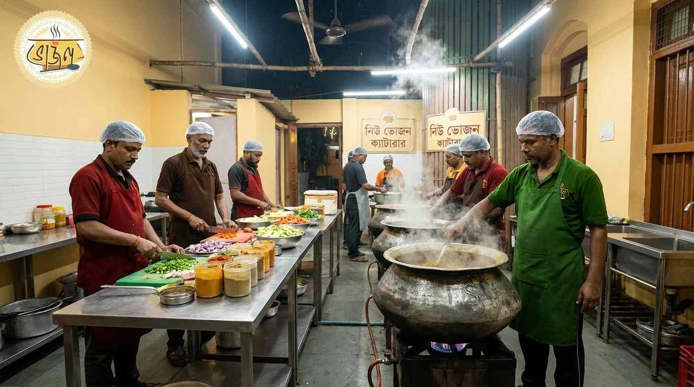 New Bhojon Caterer kitchen at 70A Surya Sen Street, North Kolkata